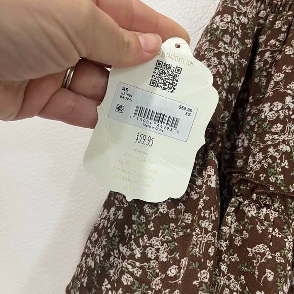 Altar’d State Brown Floral Ruffle Mini Skirt XS NWT Boho Cottagecore - Picture 5 of 8